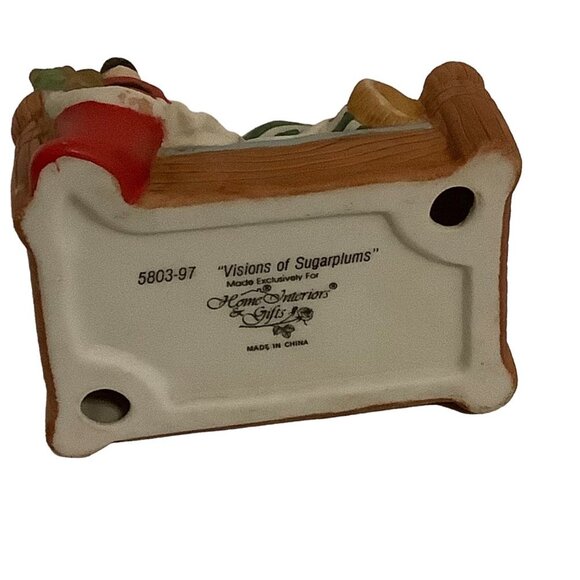 Vtg Home Interiors and Gifts "Visions of Sugarplums" Sleeping Bear Figurine 3" - Picture 5 of 5